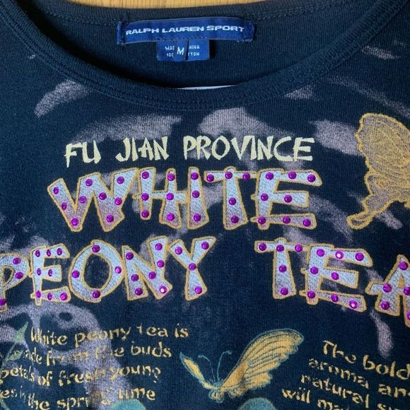 RALPH LAUREN SPORT PEONY TEA MEDIUM BLACK BEAUTIFUL SHIRT 🍀 - Picture 5 of 5